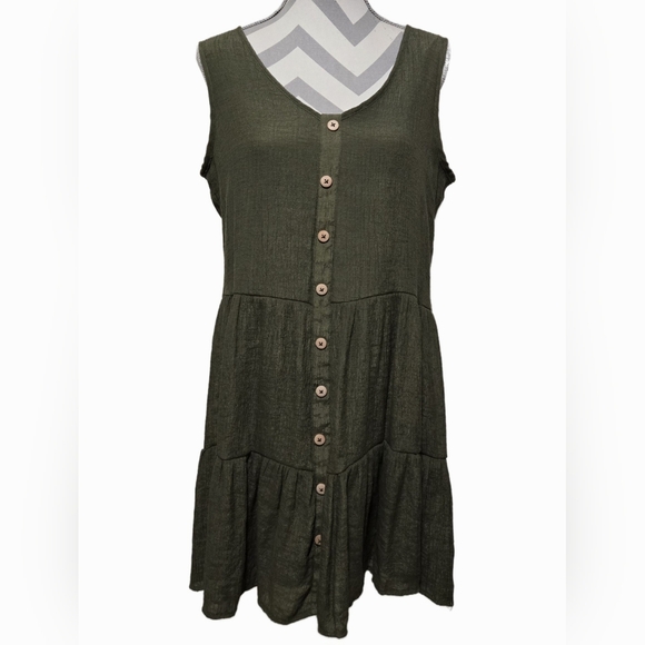 Indigo Rose Dresses & Skirts - INDIGO ROSE Olive Green Boho Tiered Tank Dress Size XL